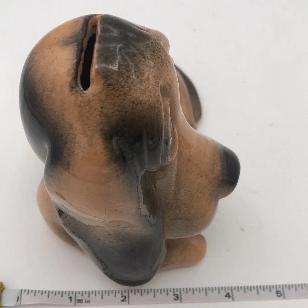 VTG 6-1/2" Droopy Eyes Bassett/Hound Dog Bank Glazed Ceramic - Picture 8 of 8